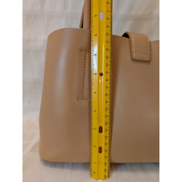 Colab Tan Leather Crossbody Tote Bag With Detachable Strap & Zipper Closure - Picture 7 of 15